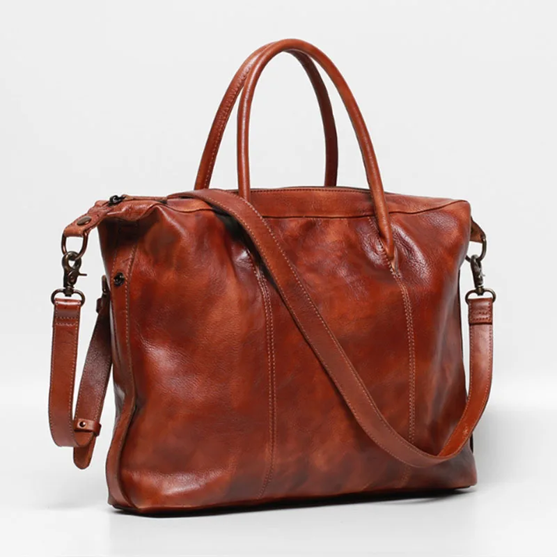 

Real leather luxury handbag, new men's briefcase, high-quality computer bag, retro single shoulder diagonal cross bag