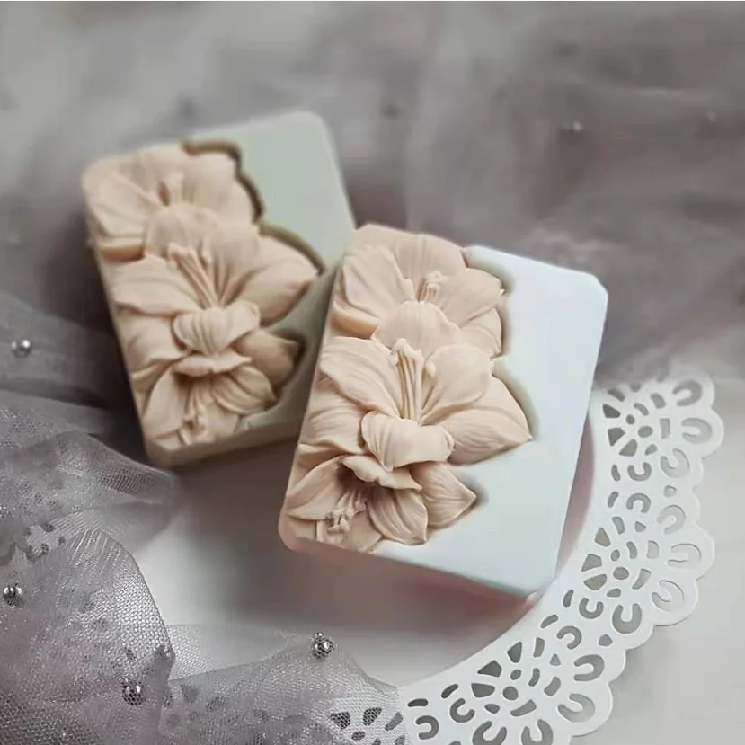 Pretty Flower Soap Mold Flower Silicone Soap Making Molds Decorating Cake Mold Chocolate Mold Candle Crafts Silicone Mould