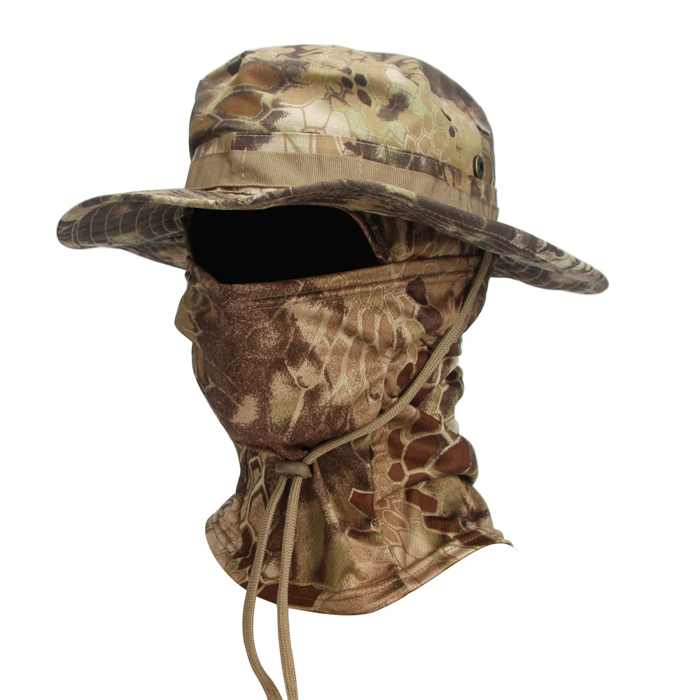 2 Teile/satz Männer der Sonnenschutz Breite Krempe Hut Mit Balaclava Mix Set Atmungsaktive Jagd Hut Outdoor Camping Wandern Angeln Kappe – Detail 17