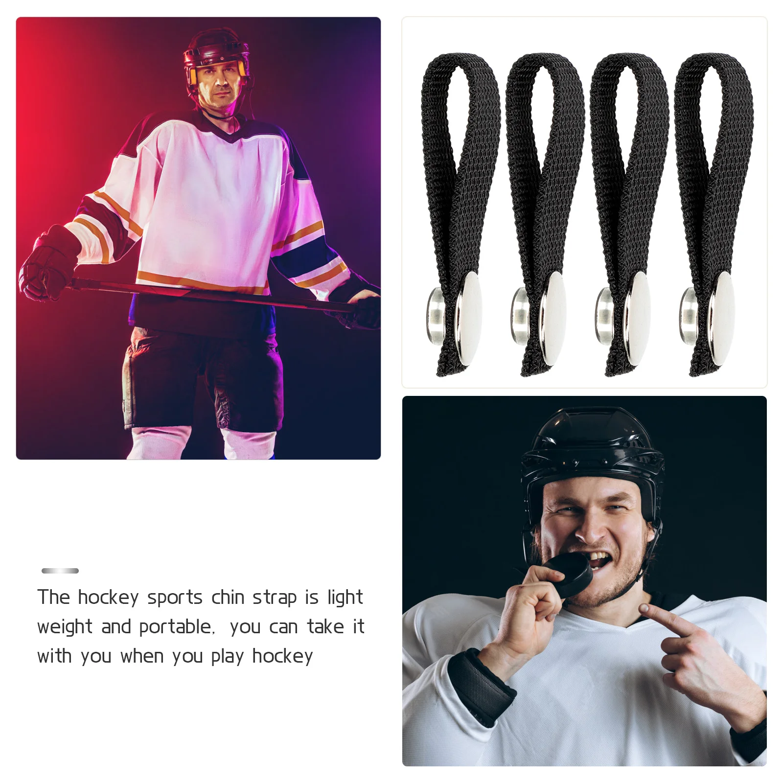 

4Pcs Universal Hockey Chin Strap Polyester Lightweight Detachable Replacement Chin Strap Sports Accessory