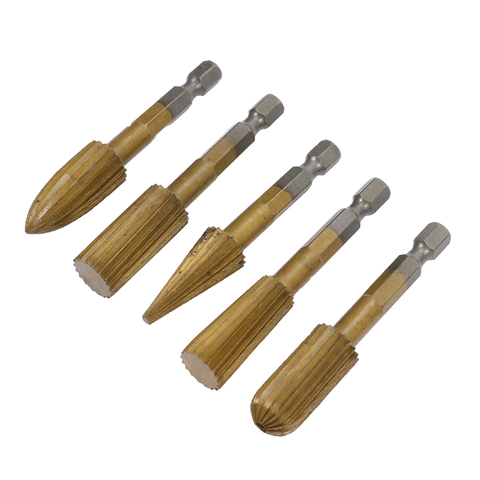 

5pcs High-Speed Steel Rotary Burr Set 6.35Mm Hexagon Handle Multi-Shape Grinding Tool For Metal Woodworking Carving Workshop Use