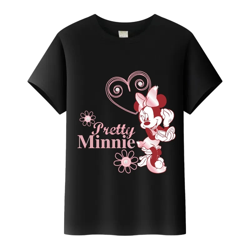 

Disney Mickey Mouse Minnie Love Graphic Clothing Kids t-shirt Harajuku Family Tees Girl Blouses Fashion Tops Women O-Neck Tshirt