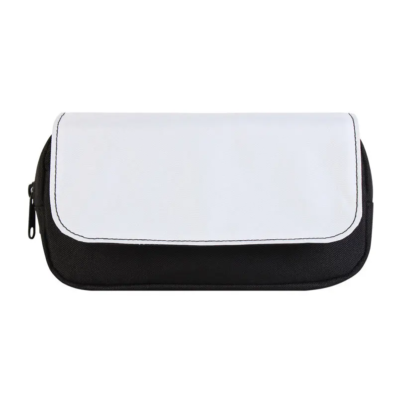 1Pc Sublimation Blanks Pencil Case Black Promotional Canvas Bag Portable Zipper Student Pen Bags For Heat Transfer Print Photo