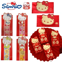 12 szt. Sanrio Hello Kitty czerwone koperty chiński nowy rok dziecko dziewczynka szczęśliwe pieniądze prezent czerwona kieszeń kreskówka słodkie poślubić czerwone torby