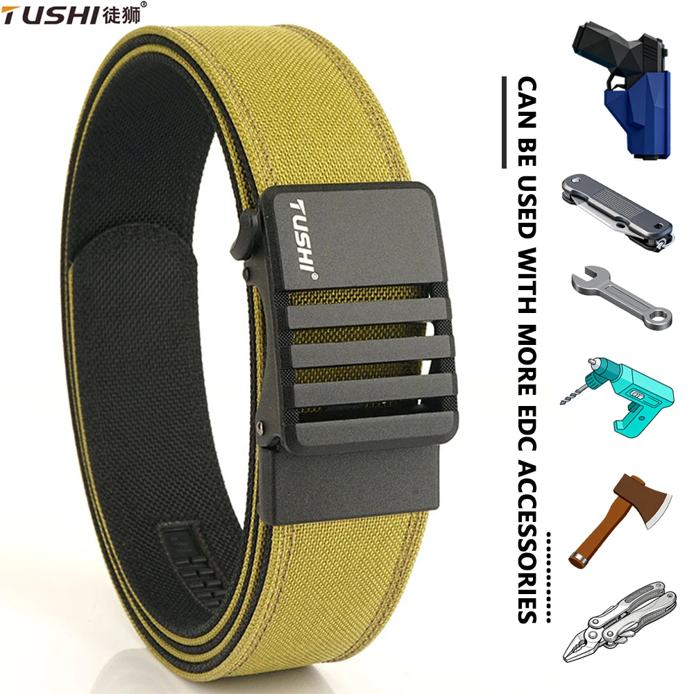 

TUSHI New Unisex Military Belt Hard Metal Buckle Quick Release Tough Multi-size Nylon Men's Tactical Belt Casual IPSC Waistband