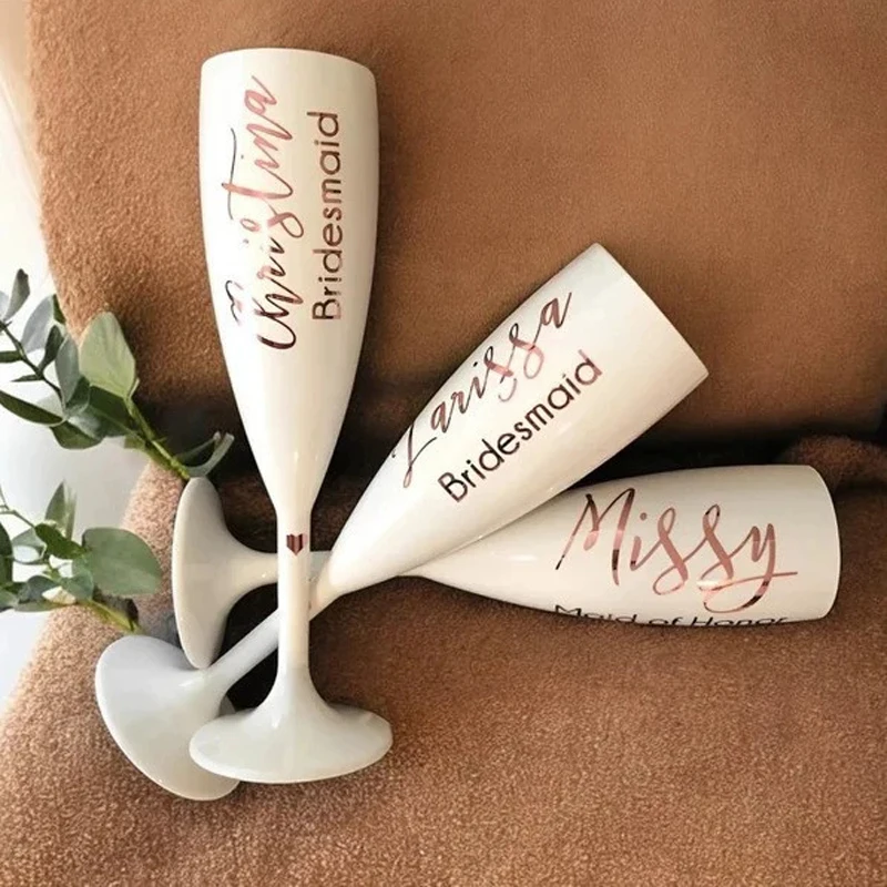 

Personalized Custom Name Champagne Flute Bridesmaid Champagne Flute Wine Cup Party Acrylic Goblet Bride Holiday Gifts for Her