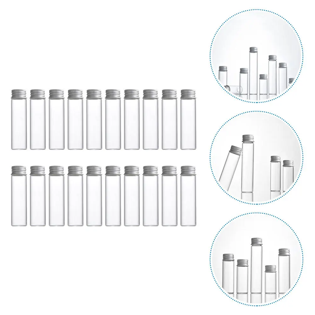 

20Pcs Transparent Glass Bottles Aluminum Lid Empty Containers Travel Liquid Dispenser Glass Bottle Liquid Container
