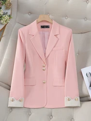 Moda donna Blazer donna nero rosa solido manica lunga donna lavoro lavoro indossare giacca formale cappotto per l'autunno inverno