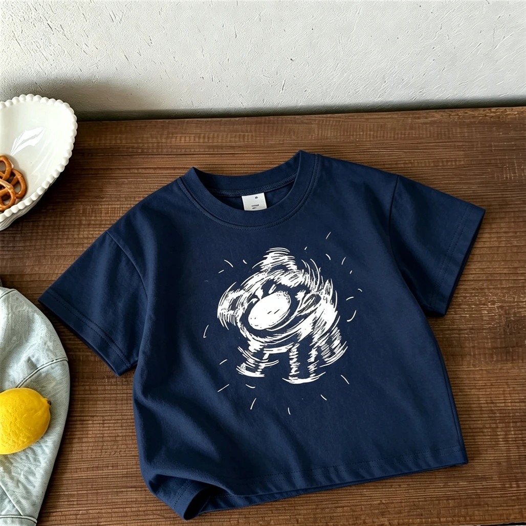 Kids Cute Tees Summer Wear 1-7Years Old Child Cartoon Printed TShirt Loose Casual Short-sleeved Tees Simple Versatile Tops