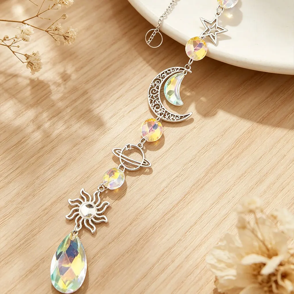 (1 piece/bag)Long 32-44CM Multi Specification Milky Way Sun Moon Star Crystal Ball Pendant Outdoor Garden Pendant Decoration