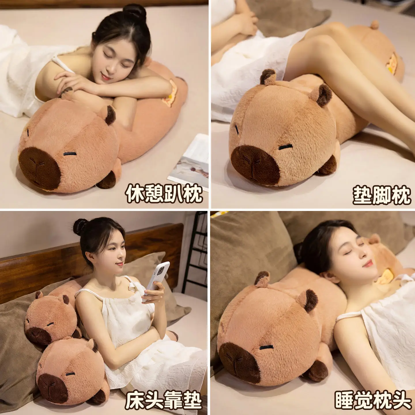 New 60/80cm Lying Capybara Plush Toys Animals Super Soft Dolls Throw Pillow Cute Birthday Gifts Home Decor for Boys and Girls