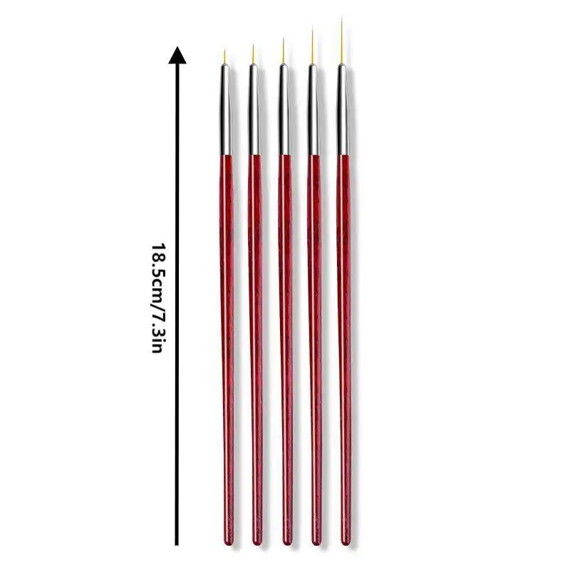 Pennelli per nail art in legno Pennello per nail art per dettagli sottili Pennello per fodera per disegno fine Strumento per la progettazione delle unghie per pittura con smalto gel UV