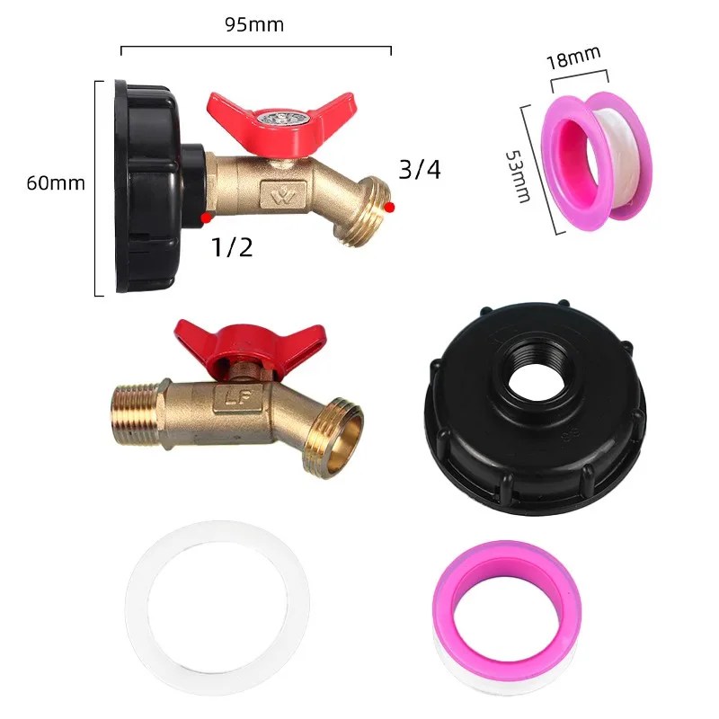 Linha grossa Tanque Tap Adapter, Tanque Tap Adapter, Jardim Quick Connect Faucet, Tanque de liga Tap, 1000 Litros Ibc Acessório, Válvula Fitting