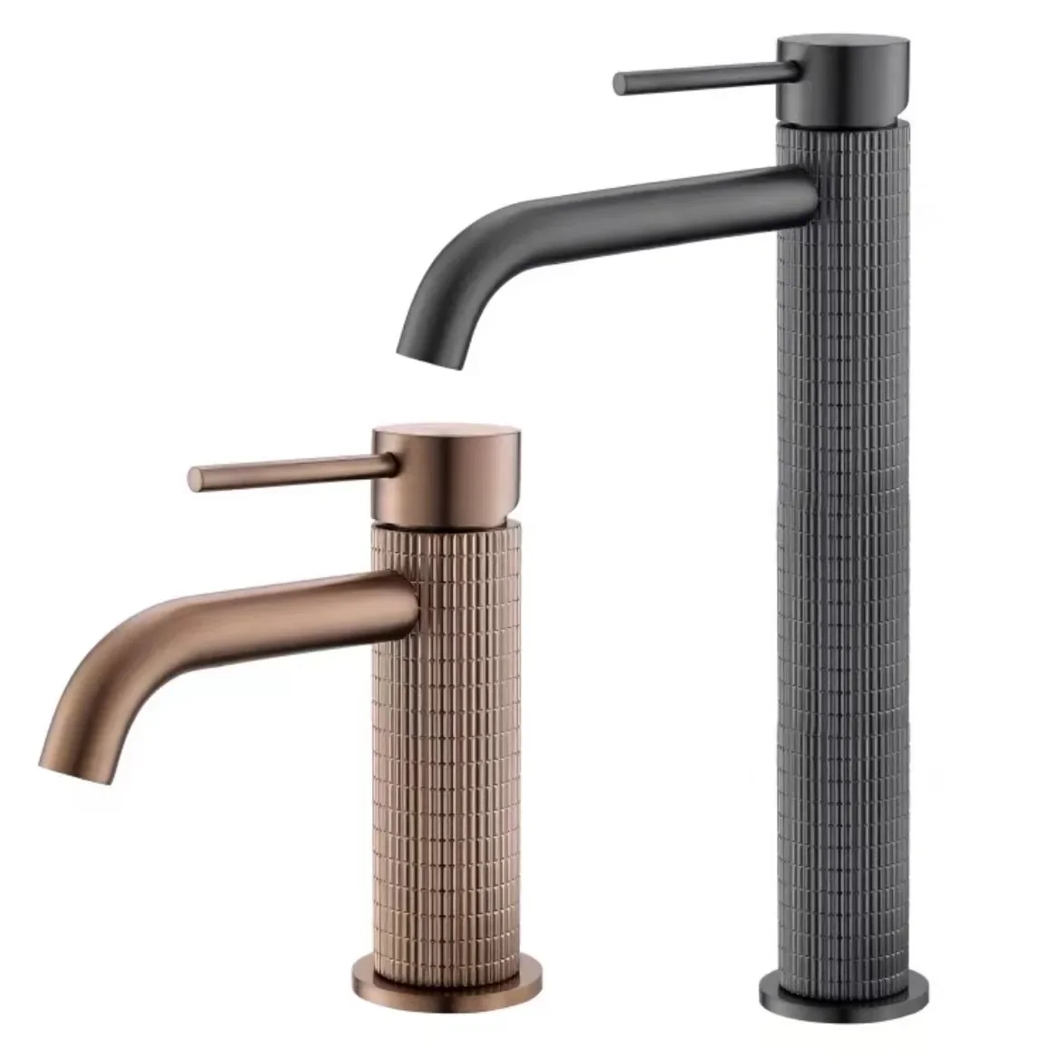 

All brass Italian carved knurled cold and hot faucet Nordic minimalist wash basin faucet