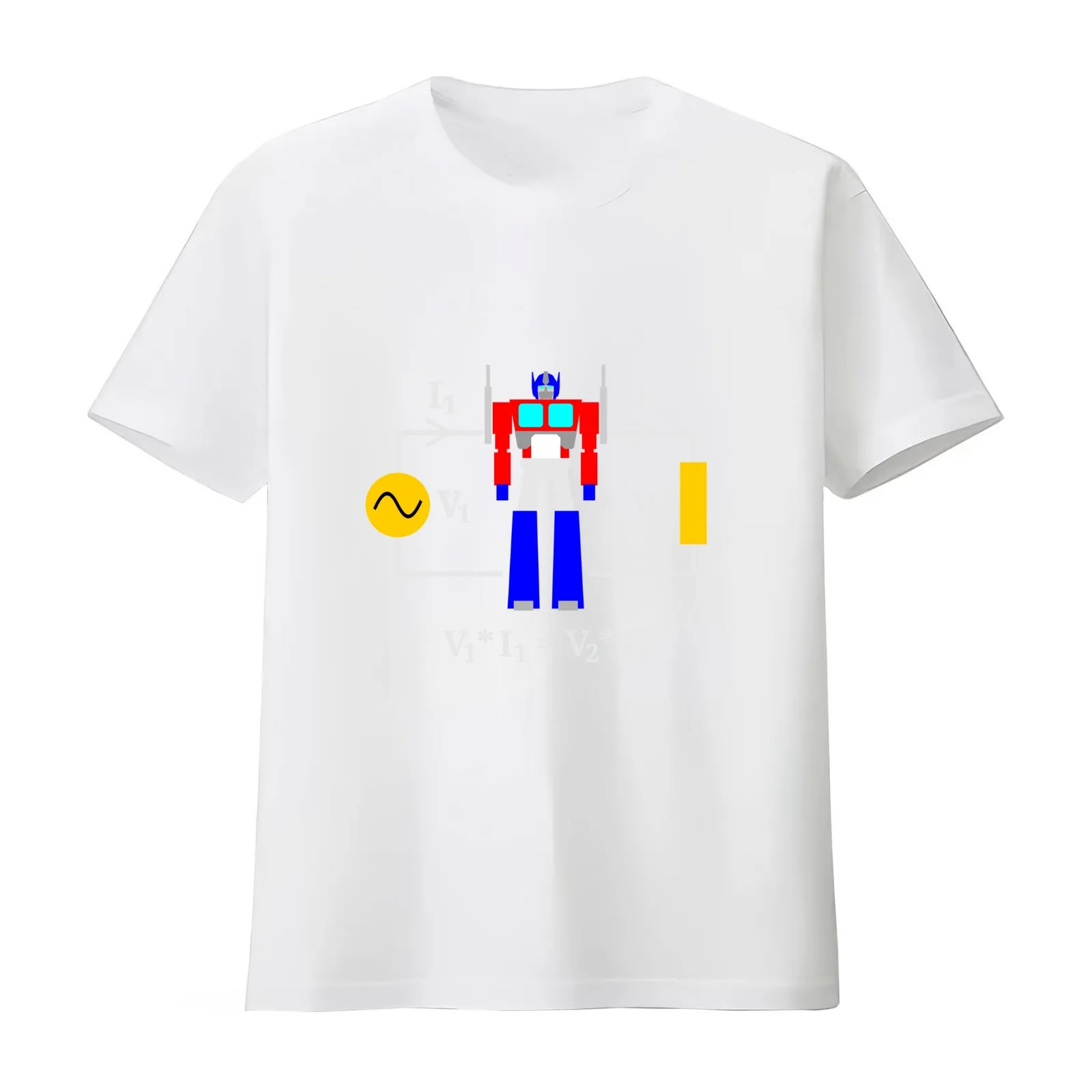 Power Transformer T-Shirt Summer Casual Cotton Tee Oversized Streetwear Tops Vintage Graphic Print Loose Fit Short Sleeve