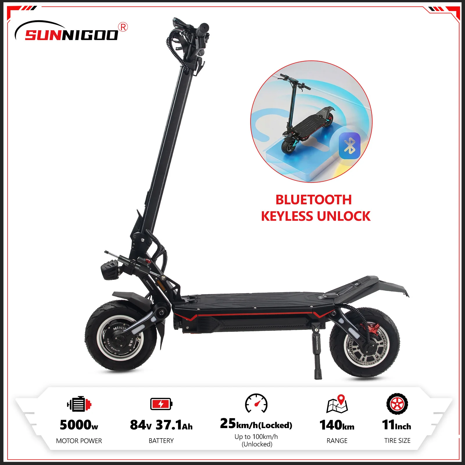ROVORON Original S7 Elektroroller 5000W Doppelmotor 84V 37,1Ah 100km/h APP-Entsperrung Einstellbare Federung Faltbarer E-Scooter für Erwachsene Pendler
