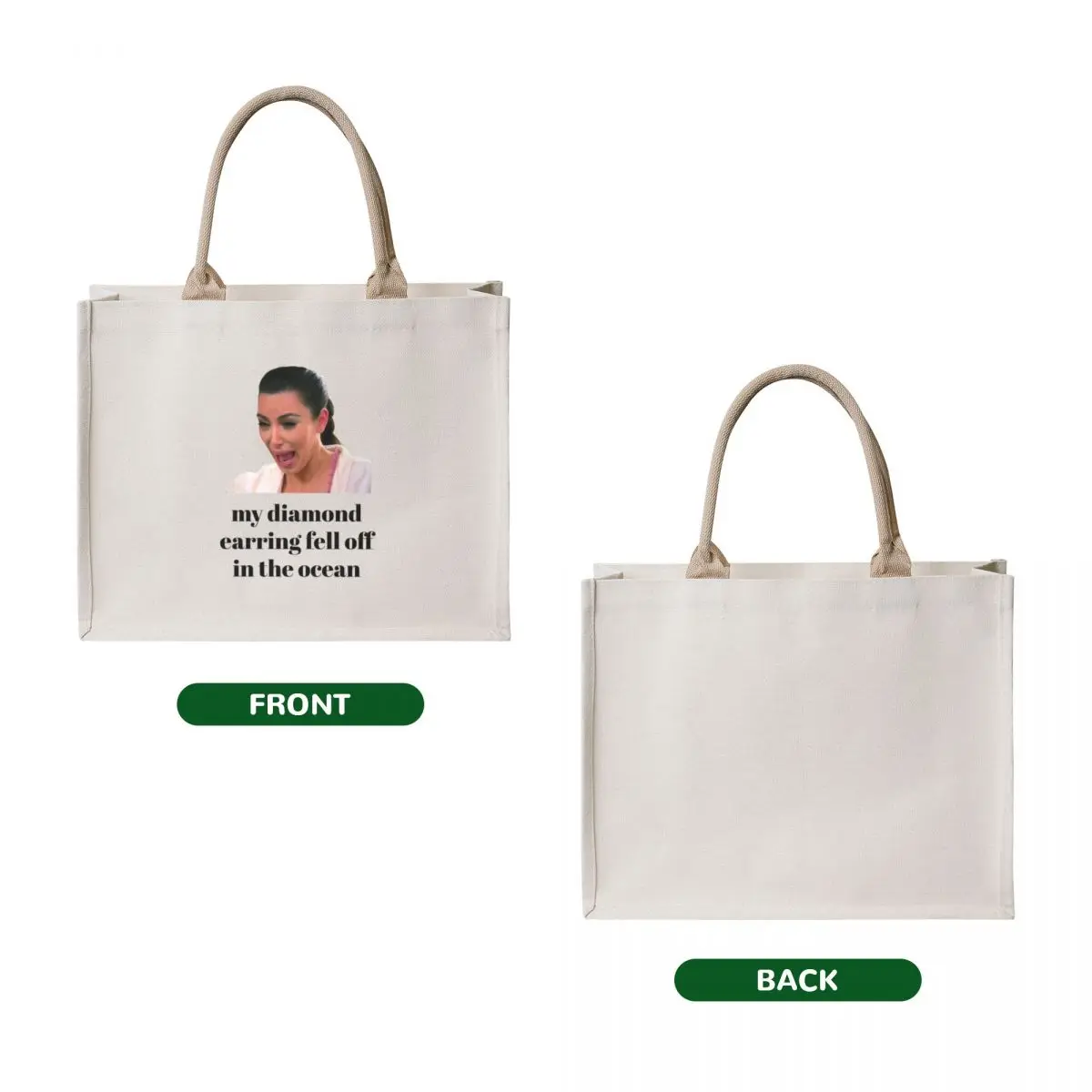 Kim's Earring Tote Bag custom canvas bag Customizable tote bag eco folding