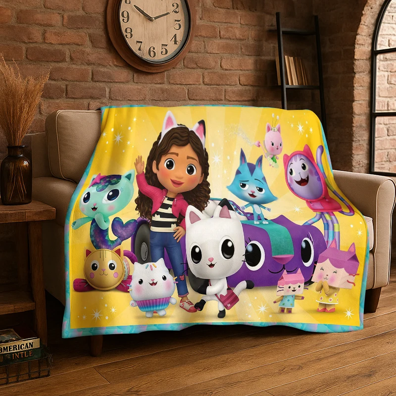 Cute G-Gabbys Dollhouse Cartoon Girl Flannel Throw Blanket,Warm Cozy Blanket for Bed,Sofa,Couch,Bedroom,Living Room,Office,Gift