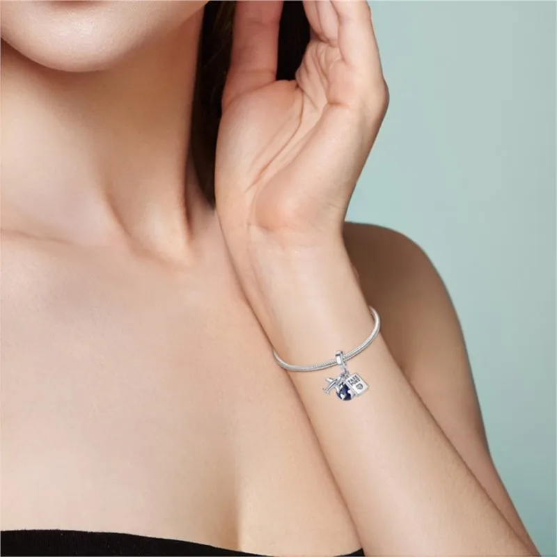 MISEFF nouveau 100% 925 argent Sterling avion passeport terre breloques perles ajustement Original Bracelet pour bricolage voyage bijoux cadeaux