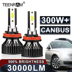 300W Canbus LED Headlight Bulbs 30000LM H1 H4 H7 H11 9005 HB3 9006 HB4 Turbo Auto Lamp 6000K High Low Beam Fog Lights 12V 24V