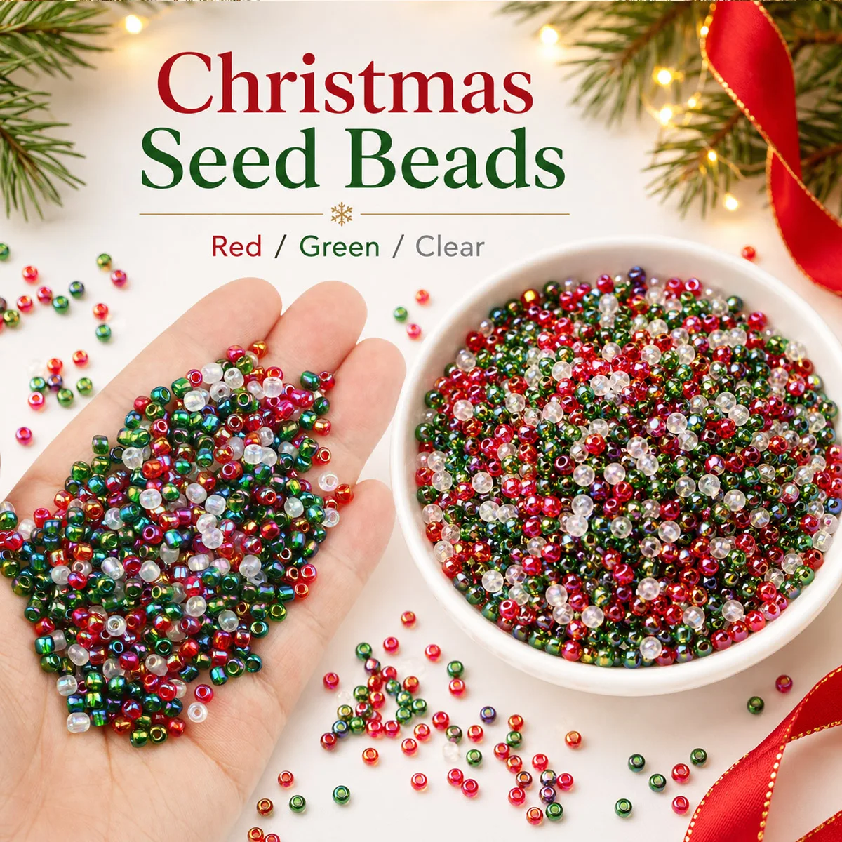 2/3/4mm 30g Christmas AB Aurora Borealis Glass Seed Beads For DIY Bracelet Necklace Jewelry Making Holiday Craft Supplies