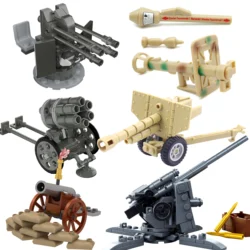 WW2 88mm Flak Gun Cannon Rocket Artillery Military Army War Weapon Soldier MOC Playmobil Model Building Block Children kid Toy