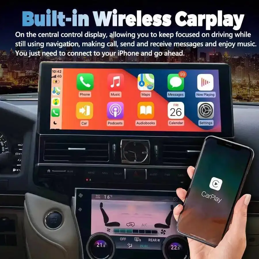 16.2Inch Android 14 LCD With Air-conditioned Screen Qled Screen For Toyota Land Cruiser LC200 2007-2022 Fast Charge Multimedia