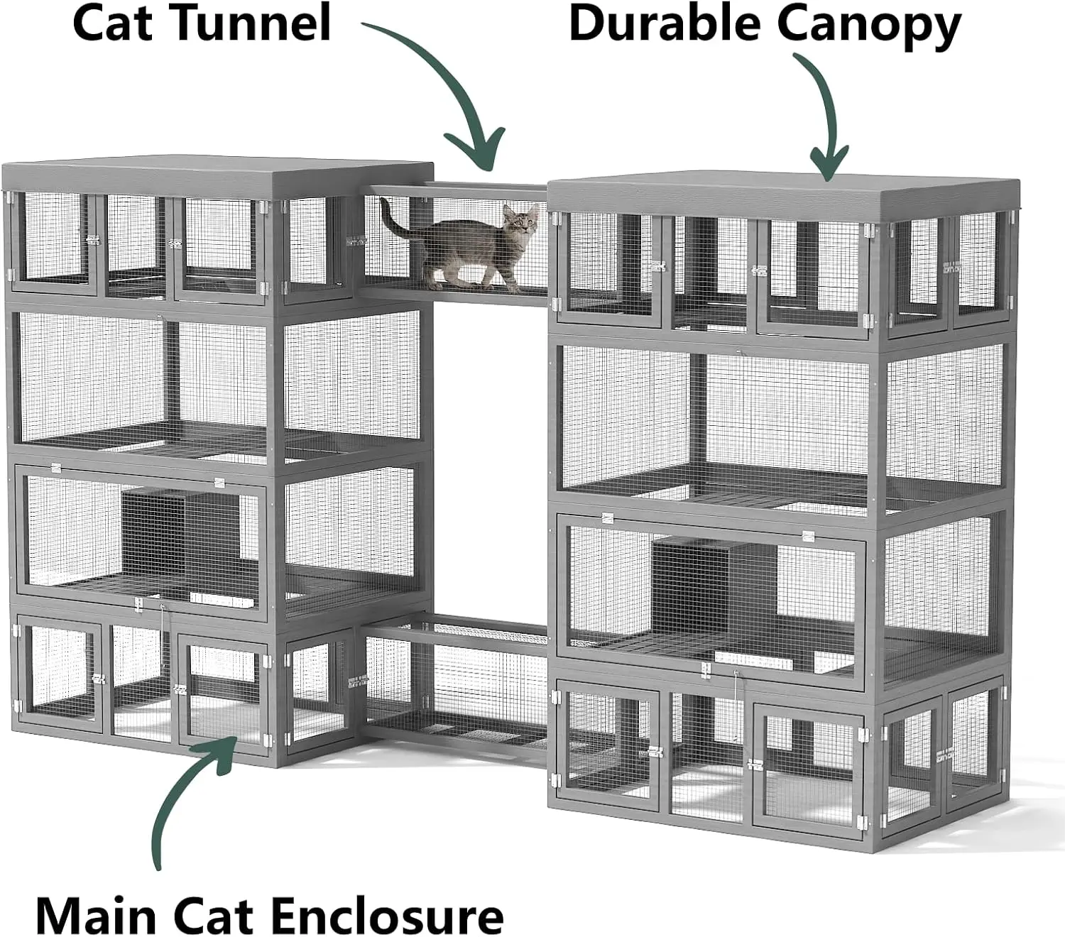 Catio Outdoor Cat Enclosures For Indoor Cats, 4 In 1 Outside Large Catio Playground Include 2 Cat Catio And 2 Cat Tunnel, 4Pcs