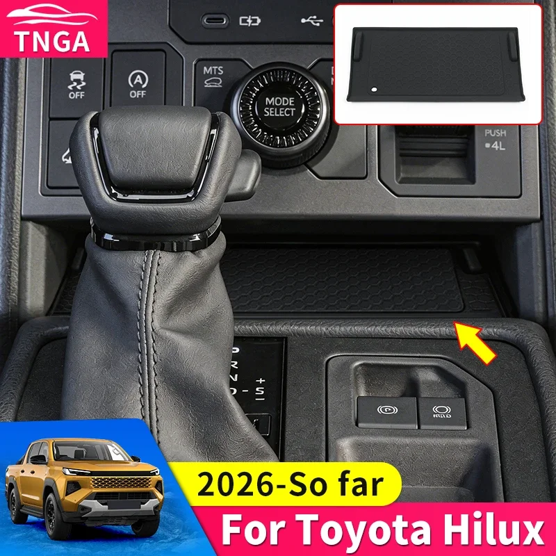 

For 2026 Toyota Hilux SR Center Console Wireless Charging Silicone Pad Non Slip Anti Scratch Dust Proof Car Interior Accessories