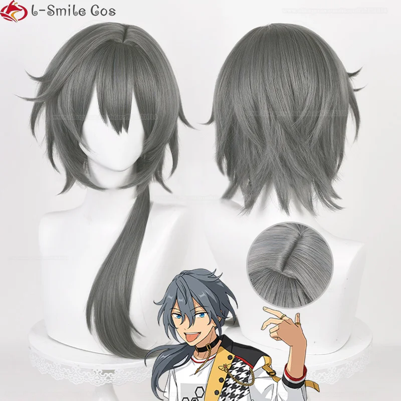 

Game ES Shiina Niki Dark Grey Cosplay Wigs Heat Resistant Synthetic Hair Halloween Party Anime Wig + Wig Cap