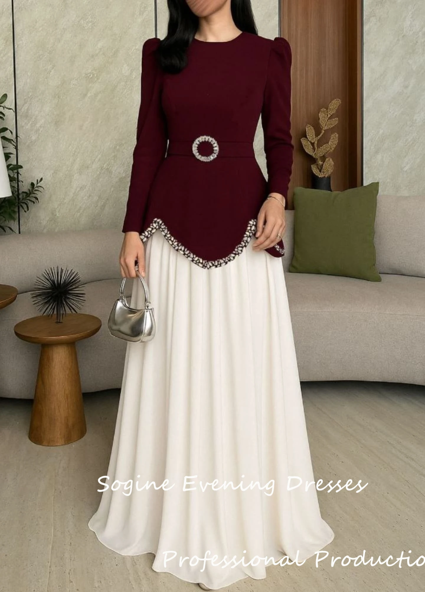 Robes de bal formelles en crêpe et mousseline de soie pour femmes élégantes robes de soirée noires-blanches ornées de cristaux robes de soirée