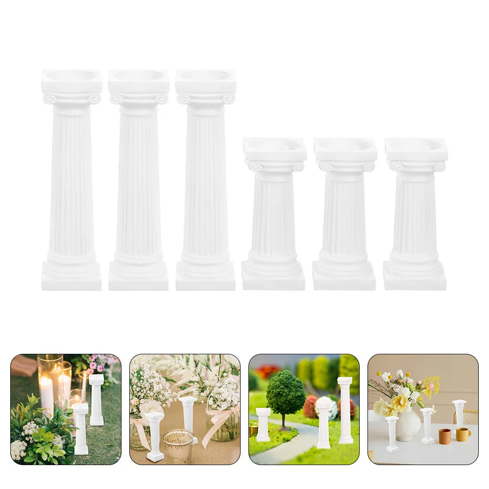 6 Pcs Roman Column Model Home Decor Interior Decorative Pillars Sand Table Candelabra Statue