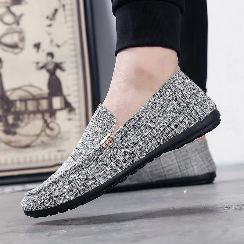 Men Loafers Spring Summer Men\'s Shoes Walking Casual Light Canvas Youth Shoes Male Breathable Fashion Flat Slip-on Boat Footwear