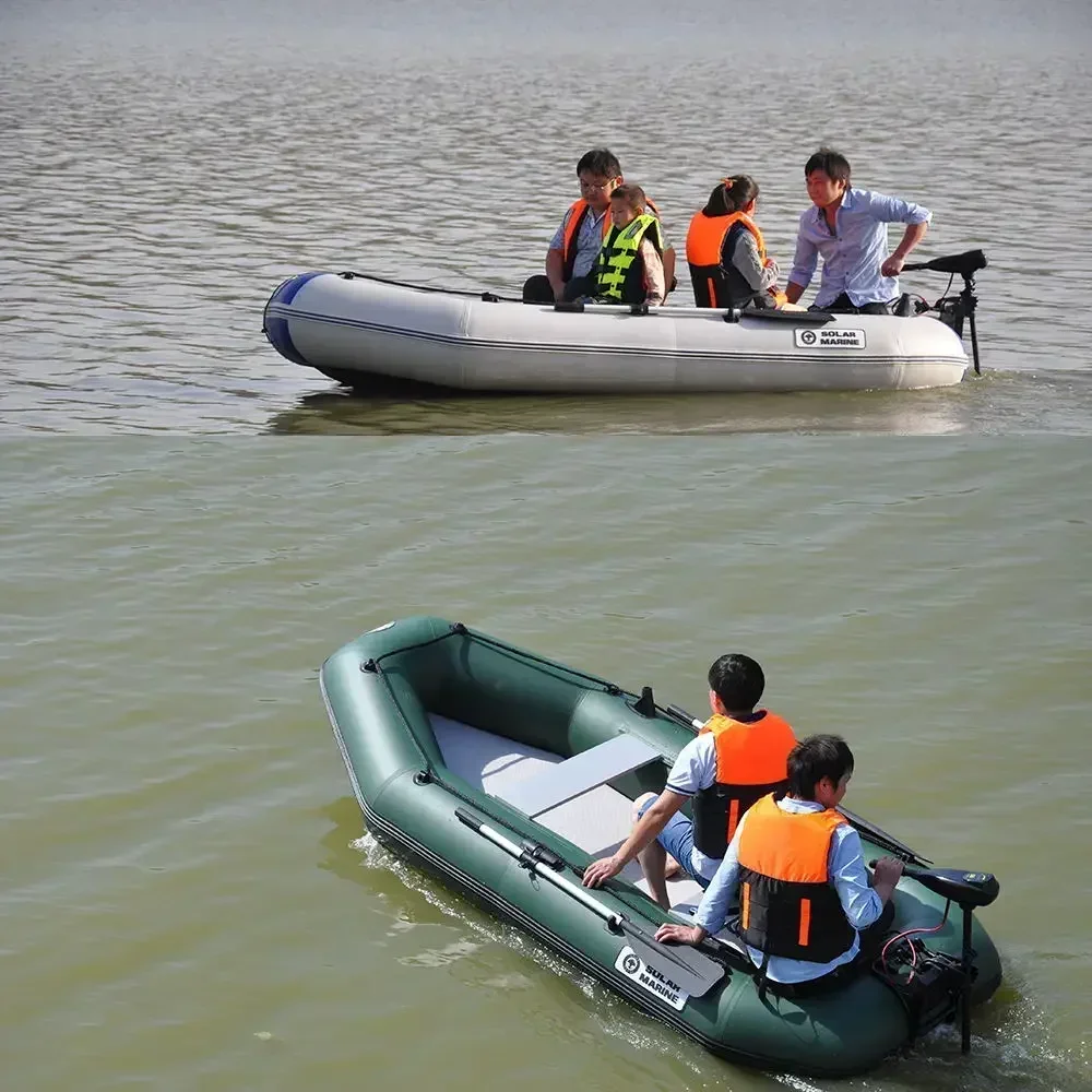 لـ Neues grünes Fischerboot pour 1–6 Person mit Luftdeckblokden، 0,7 مم ديكس PVC-Angelboot zum Rudern mit laminiertem Wassersp