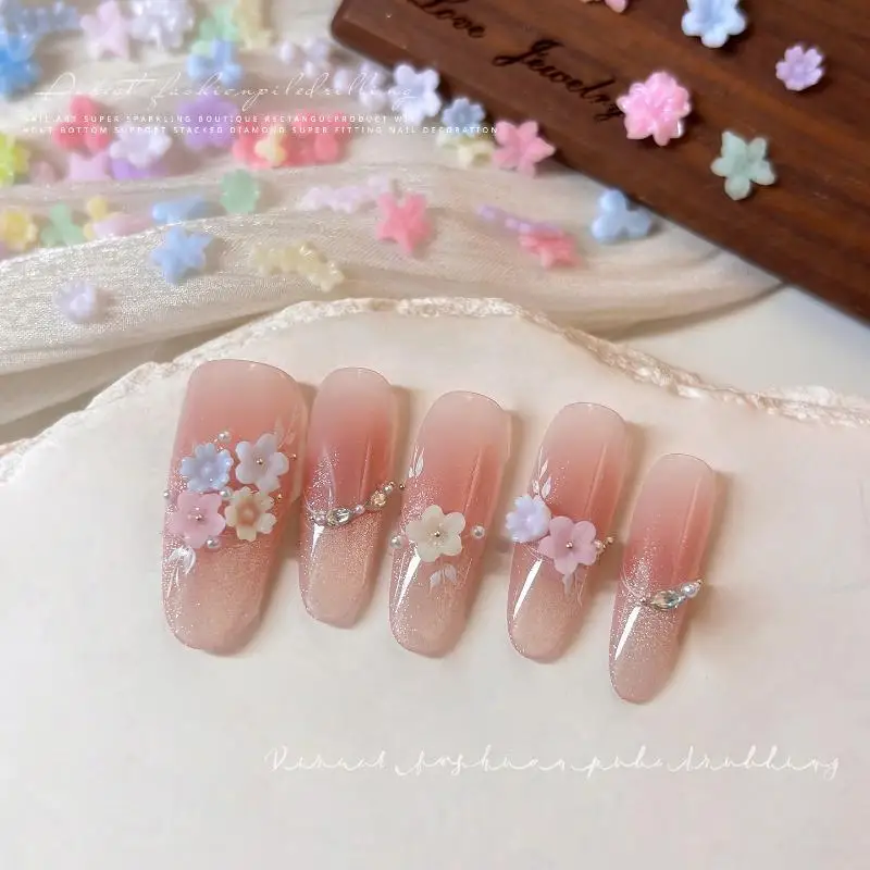 1Box Cute 3D Pastel Macaron Flower Nail Art Charms With 6 Grid Storage Box Perfect For DIY Nail Design Home Salon Use^+~