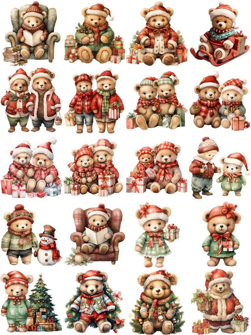 20Pcs/Pack Bear Christmas Sticker DIY Craft Scrapbooking Album Junk Journal Decorative Stickers