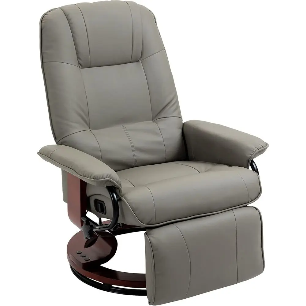 

Swivel Recliner Chair, PU Leather Reclining Armchair with Retractable ootrest, Lounge Chair with Wood Base and Adjustable High B
