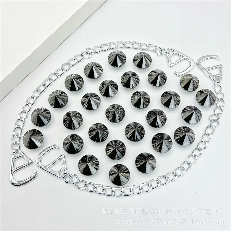 DIY Shoe Charms for Hole Punk Metal Rivet Designers Chains Charms Spikes Clogs Buckle Decorations Hip Hop Shoe Accessories