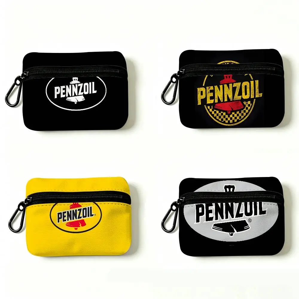 P-PennzoilS Multifunctional Oxford Cloth Small Pouch With Hook Mini Coin Wallet Earbud Storage Bag