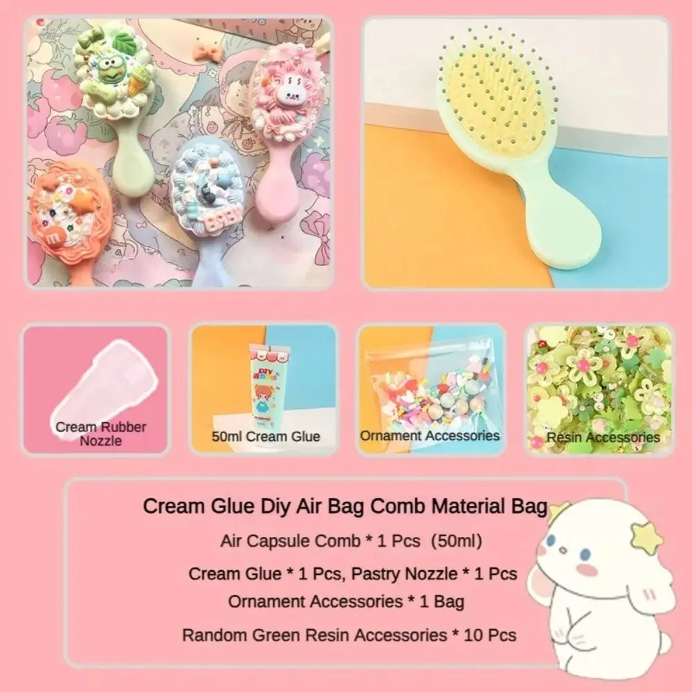 Handmade Simulation Cream Glue Comb Multicolour DIY Kit DIY Material Pack Set 1 Set Cute Cartoon Air Cushion Comb