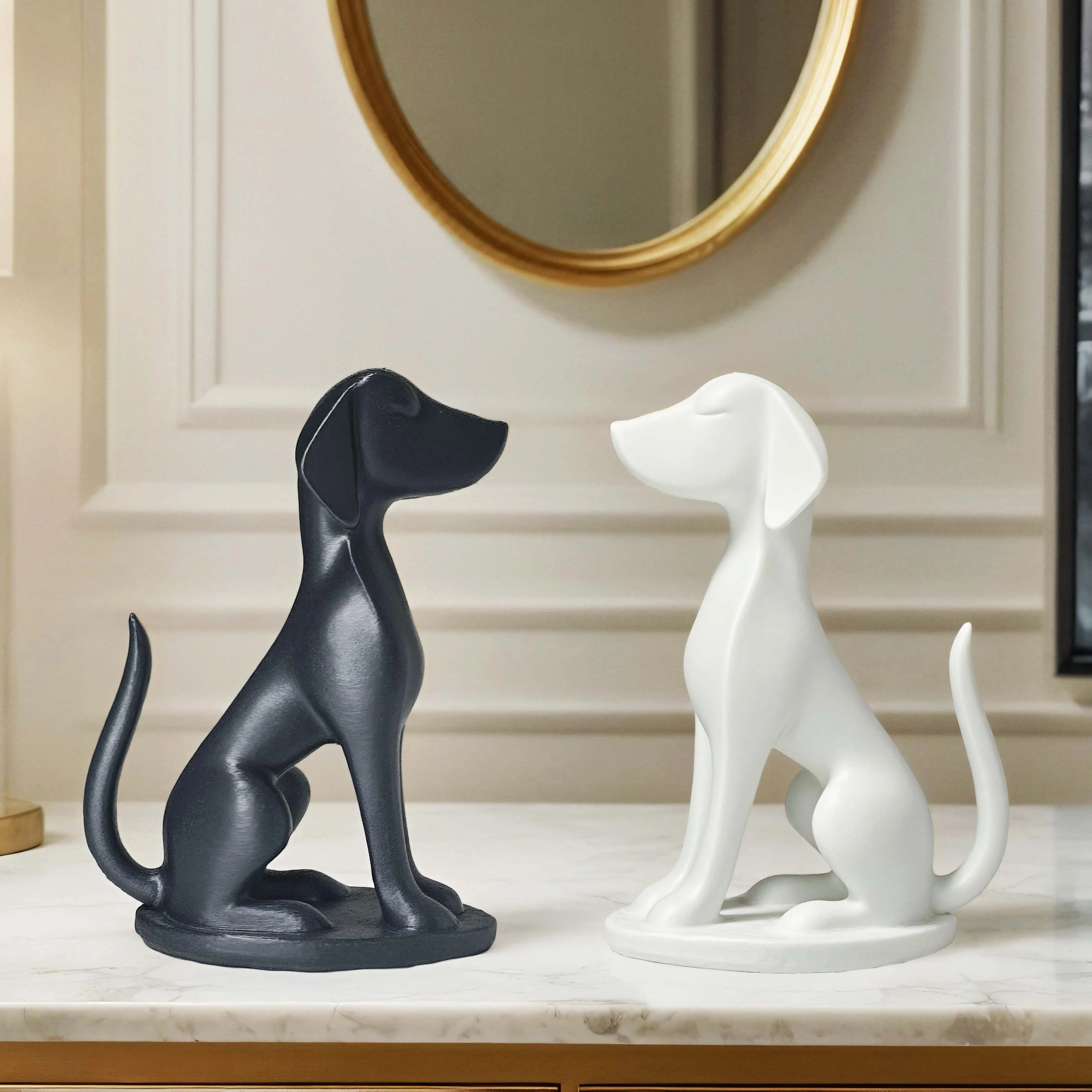 Abstract Sitting Dog Sculpture,  Modern Minimalist Dog Figurine, Home Decor for Dog Lovers, Desk Shelf Ornament - view 4