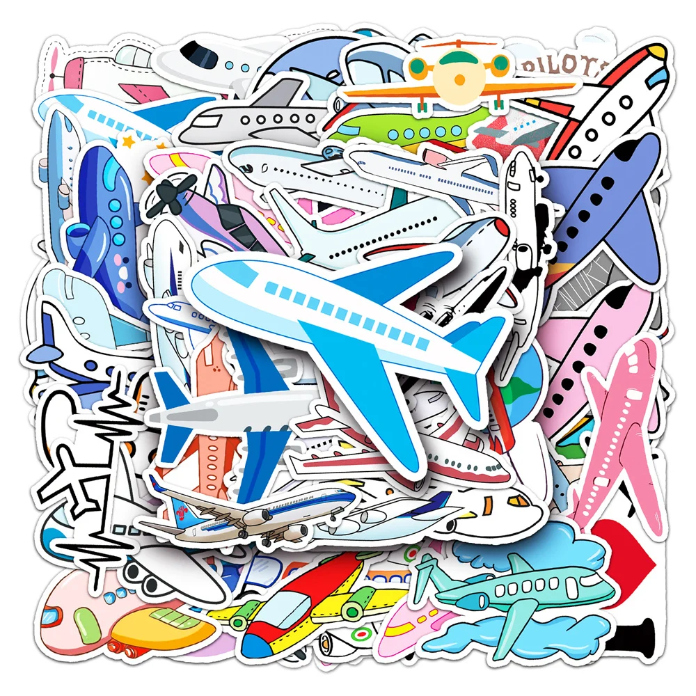 

50pcs Cartoon Plane Stickers For Stationery Ipad Laptop Scrapbook Kscraft Custom Sticker Scrapbooking Material Craft Supplies