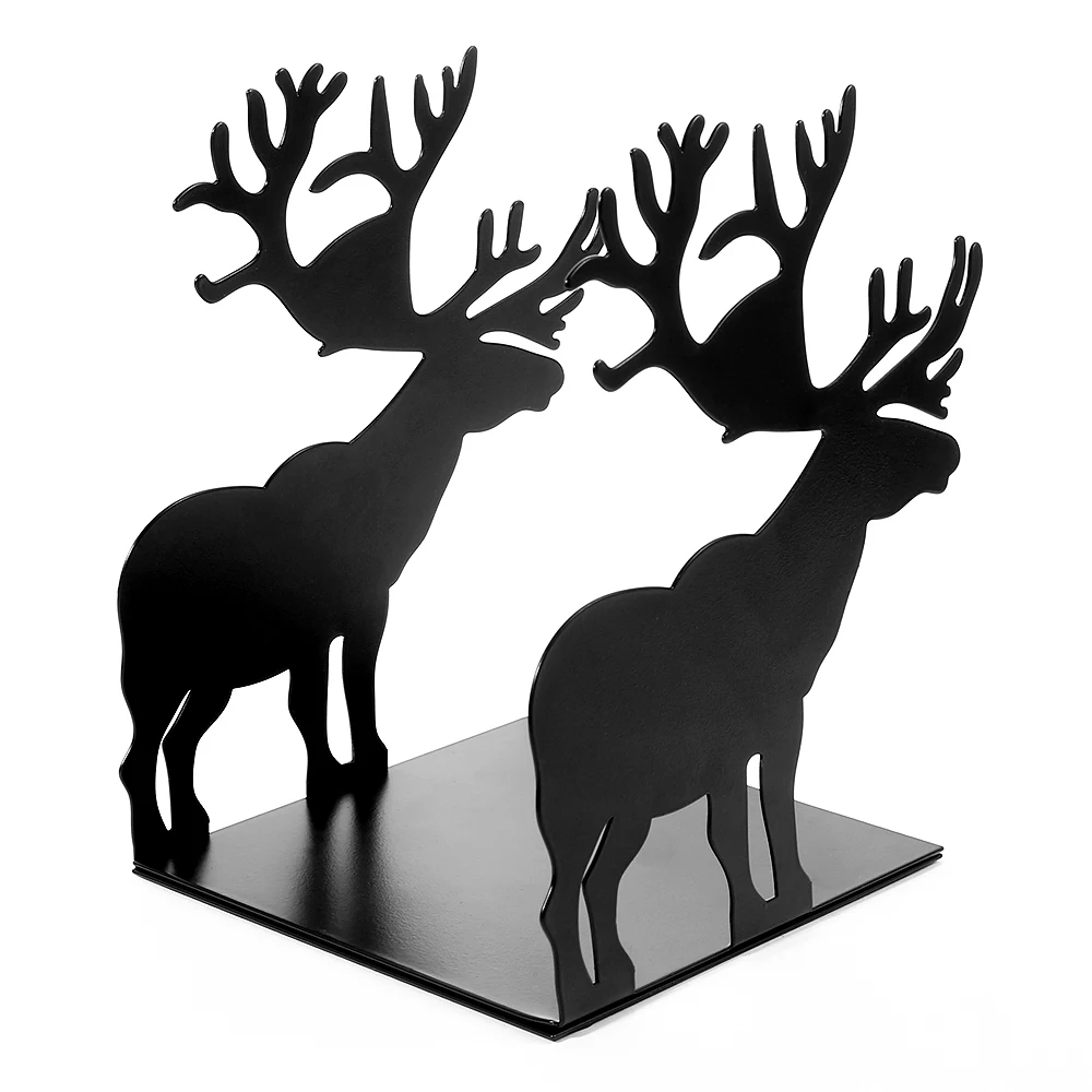 1 Pair Heavy Duty Deer Bookends for Shelf Decoration Simple Books Support Stands Study Office Supplies Gifts for Father