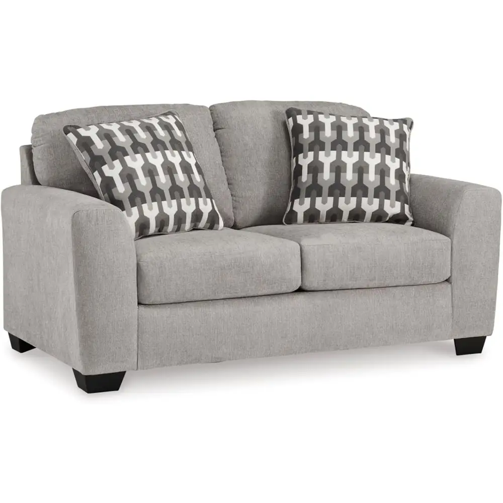 

Casual Loveseat with 2 Pillows, Light Gray