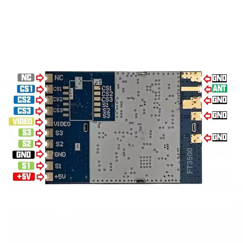 Módulo receptor 3.3G FT3500 VRX 64CH FPV Módulo receptor de vídeo analógico 3060-3500Mhz Forfpv RC Racing Drone
