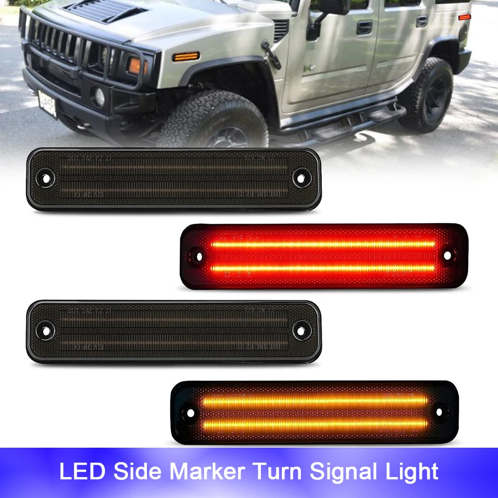 

For 2003-2009 Hummer H2 LED Front Fender Side Marker Lights Red Rear Bumper Indicator Parking Signal Lamp OEM#15114677