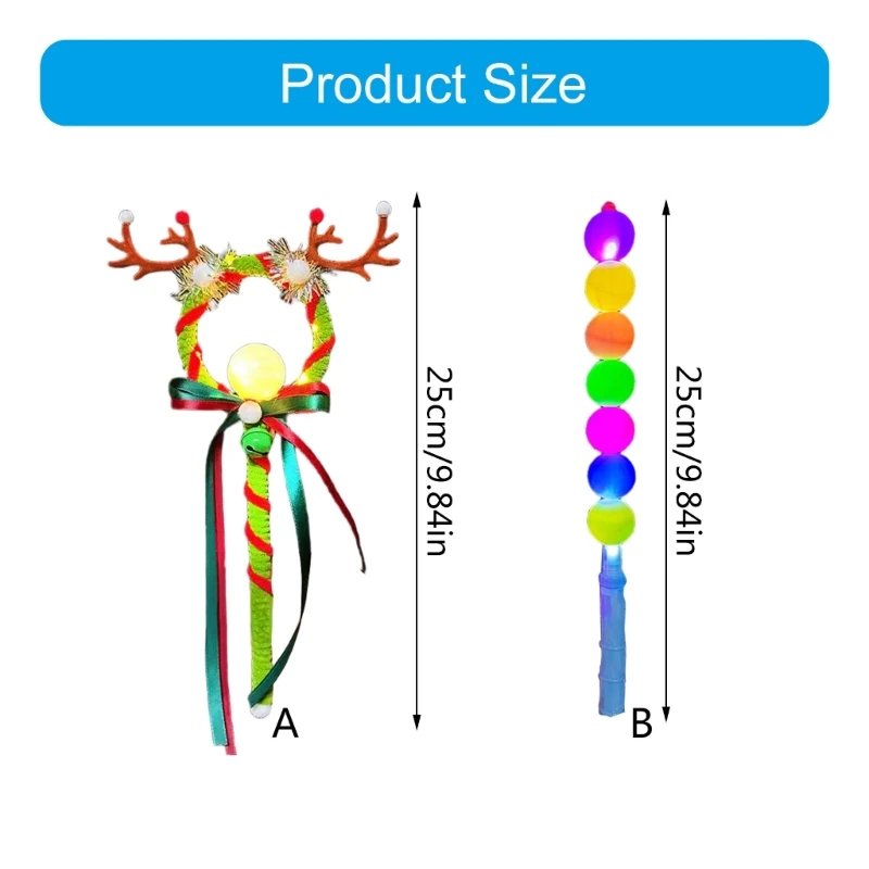 Pacote 10/15 chifres rena iluminados, varinha brilhante, tema bastões iluminados para comemorações festas