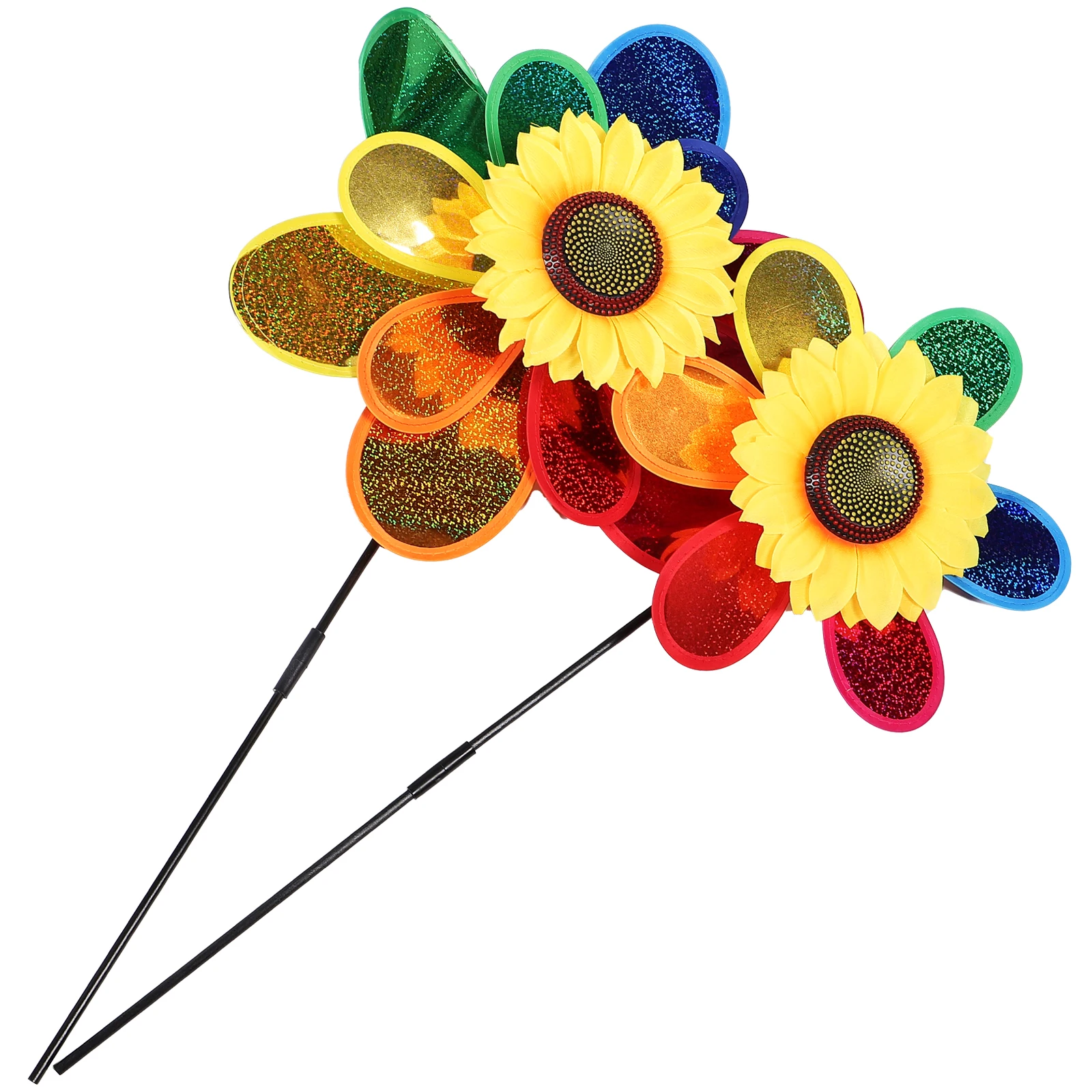 

2Pcs Garden Windmill Sunflower Style Colorful Outdoor Decoration Durable Safe for Play Events Plastic Windmill