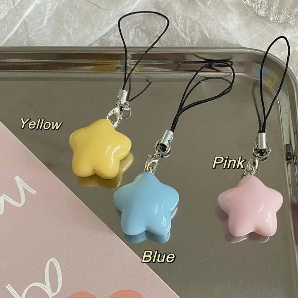 

Fashion Pentagram Phone Lanyard Pink/Yellow/Blue ins Keychain Pendant Five Pointed Star Mobile Phone Chain Phone
