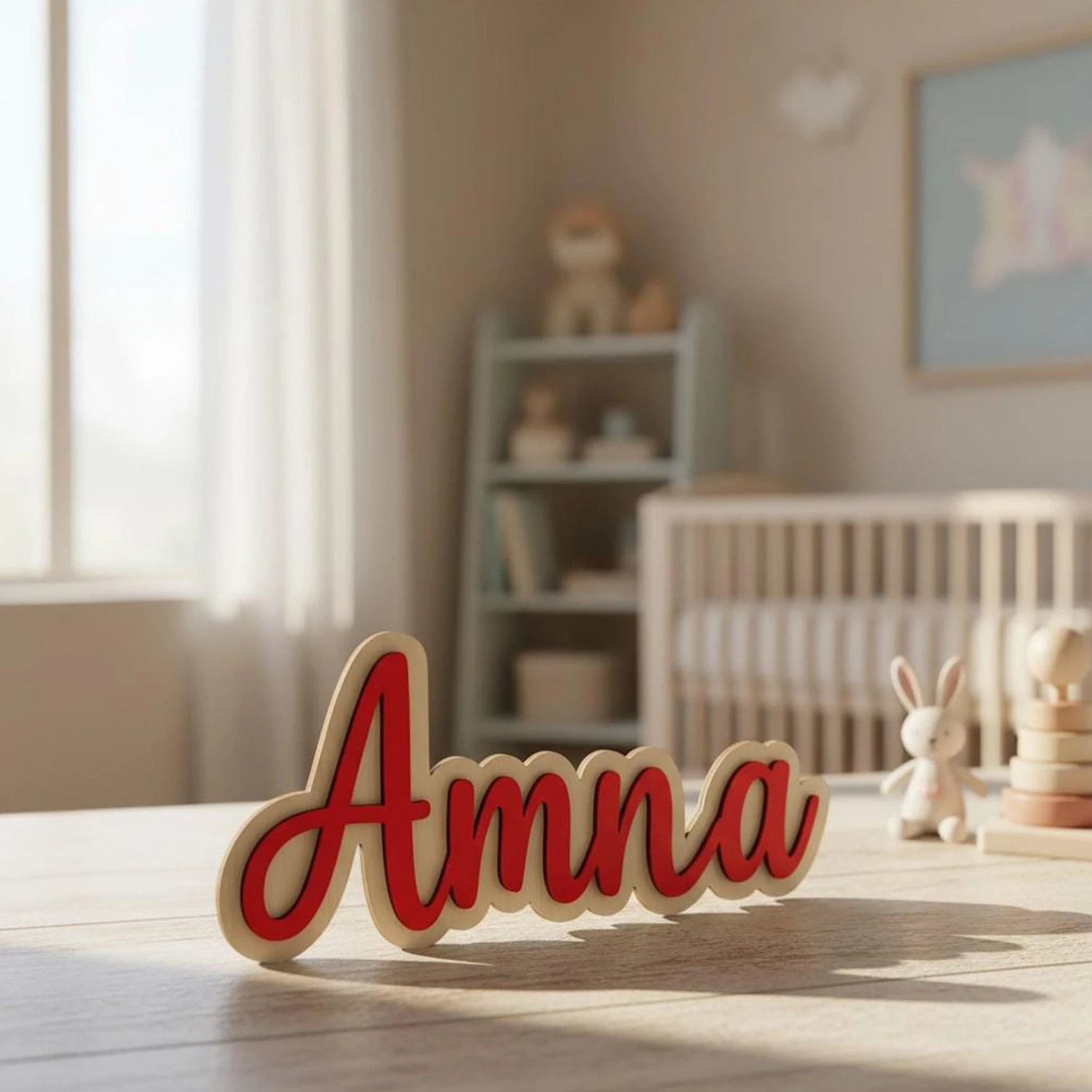 1pc multi-layer wall wooden decorative sign, customizable name, personalized children's room decoration, baby name identificatio